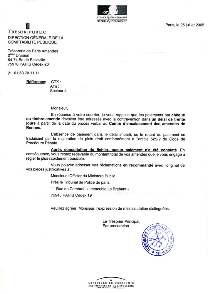 lettre contestation pv exces de vitesse