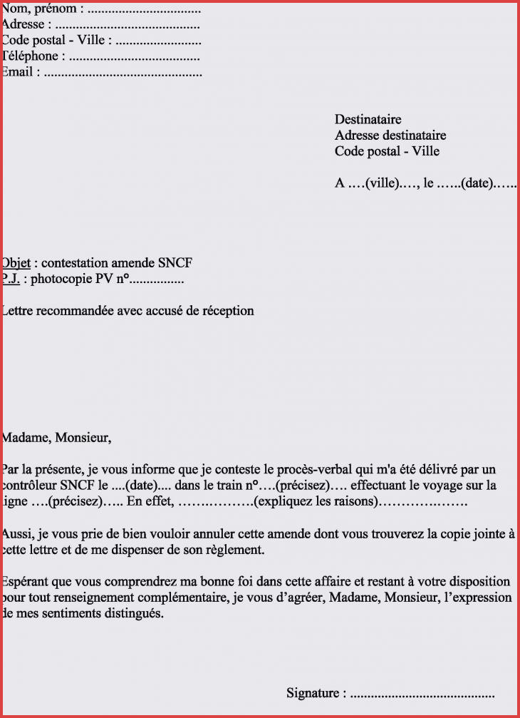 lettre contestation pv gratuite
