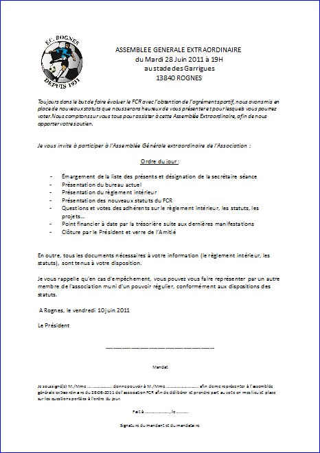 lettre convocation assemblee generale association