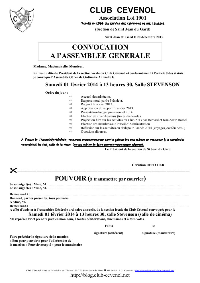 lettre convocation assemblee generale association