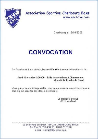 lettre convocation