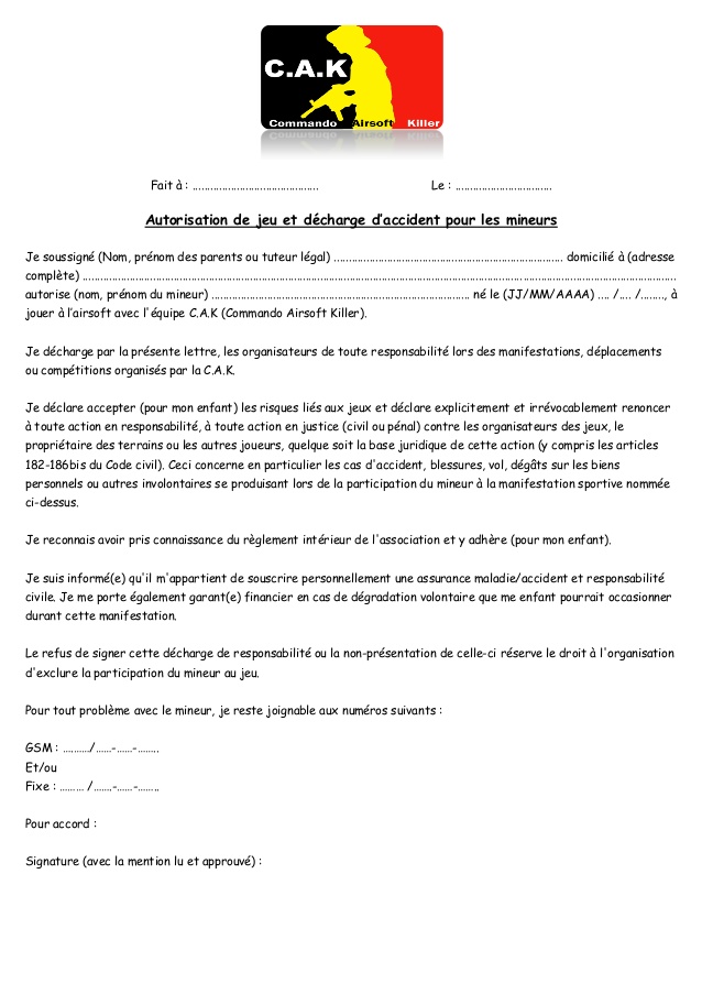 lettre d'accident