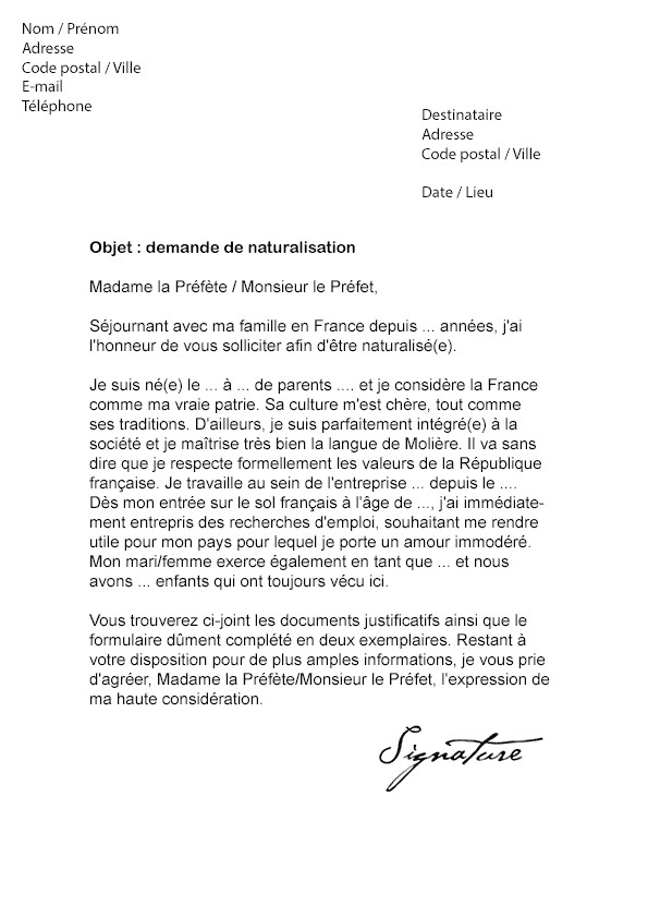 lettre d'adoption gratuit