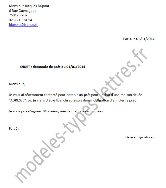 lettre d'annulation