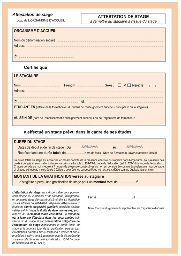 lettre d'arret de stage
