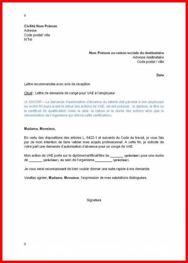 lettre d'autorisation d'absence pour cif