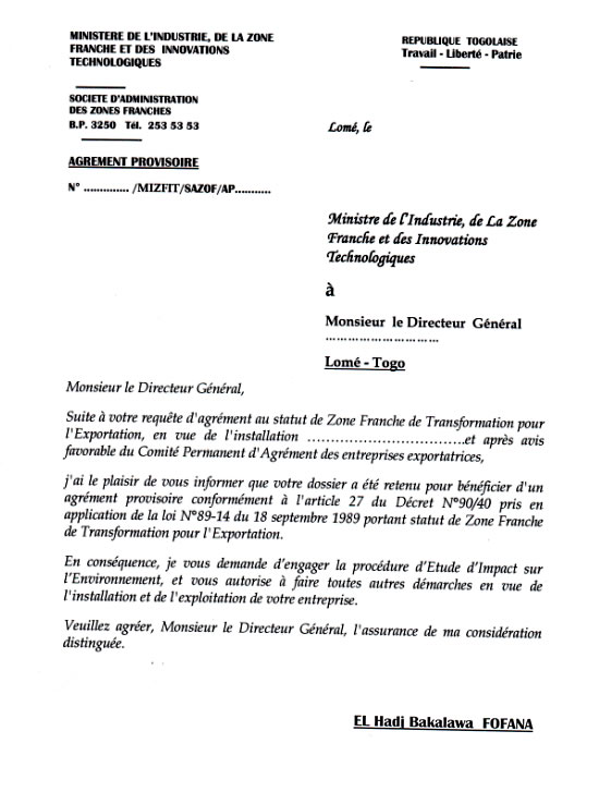 lettre d autorisation de