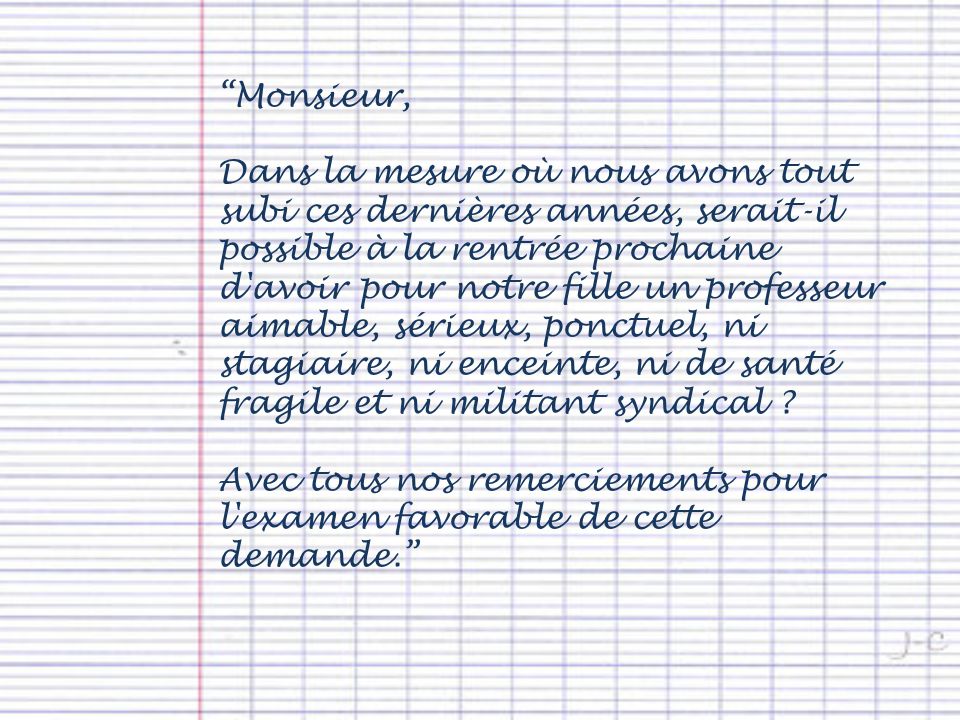 lettre d'excuse a un prof pour absence