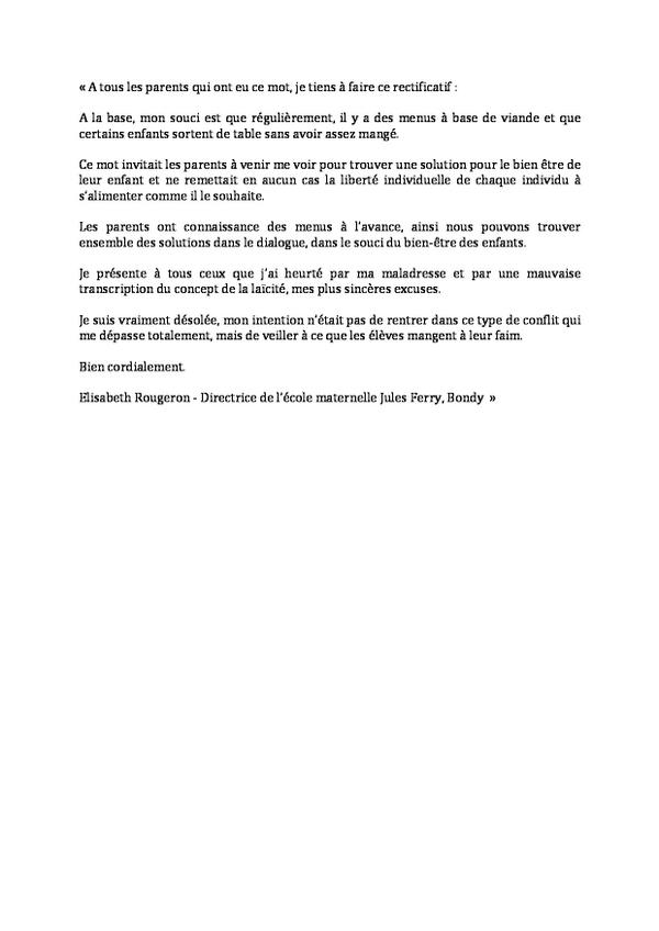 lettre d'excuse pour prof