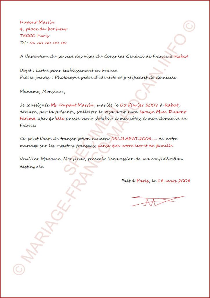 lettre d'hebergement modele