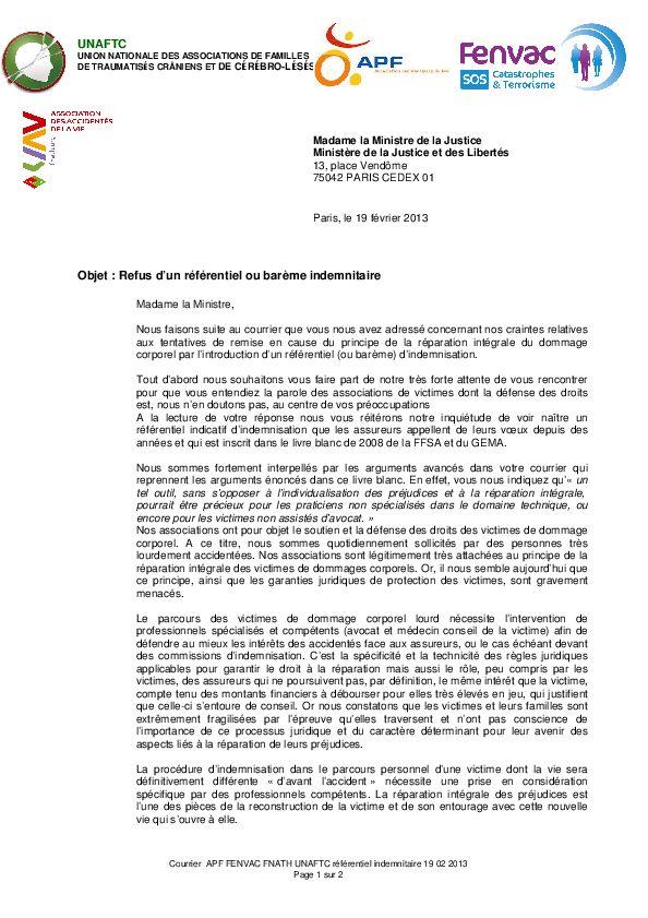 lettre d'indemnisation