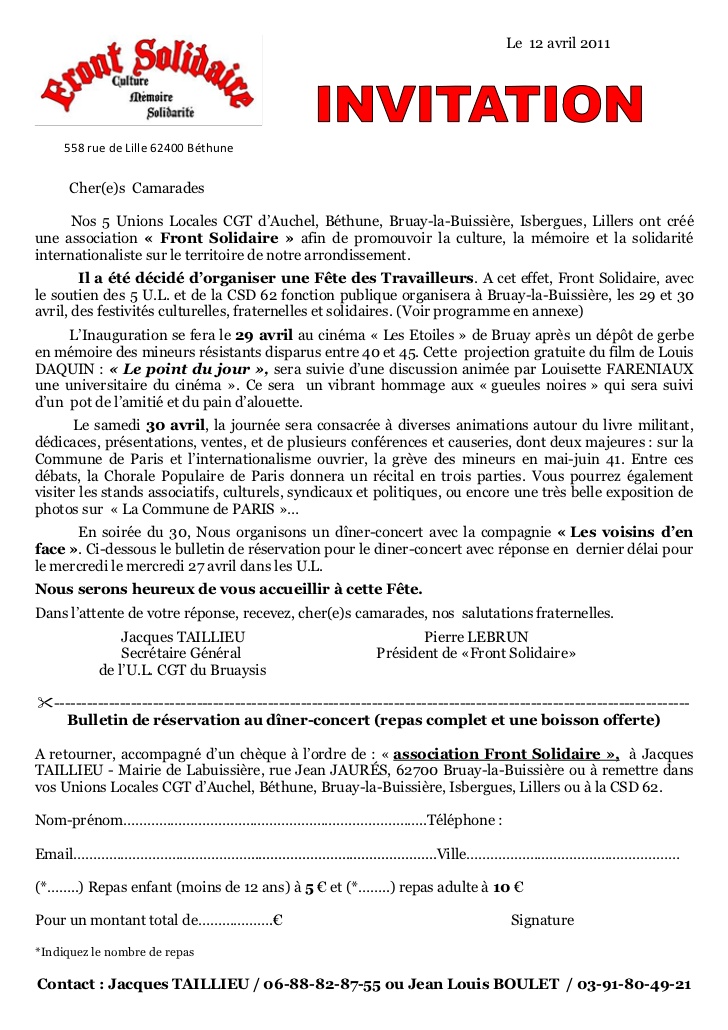 lettre d'invitation a un maire