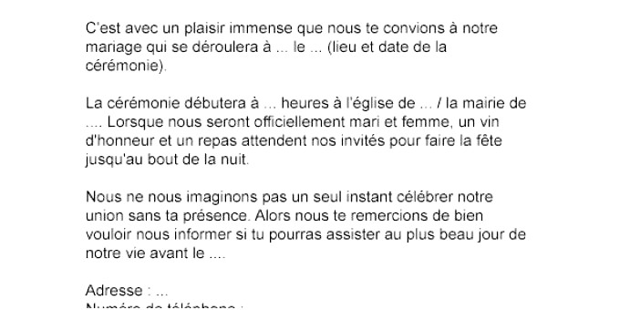 lettre d'invitation formelle a une ceremonie