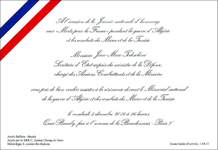 lettre d'invitation formelle a une ceremonie