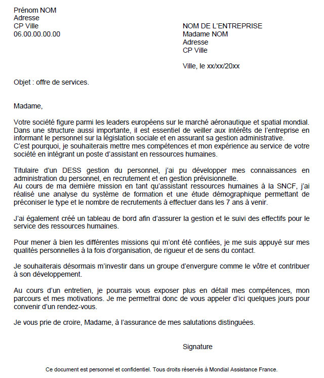 lettre de candidature a un emploi