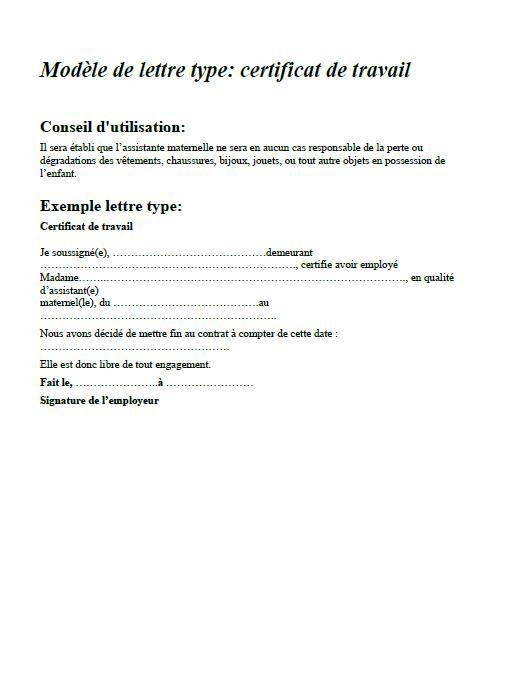lettre de certification