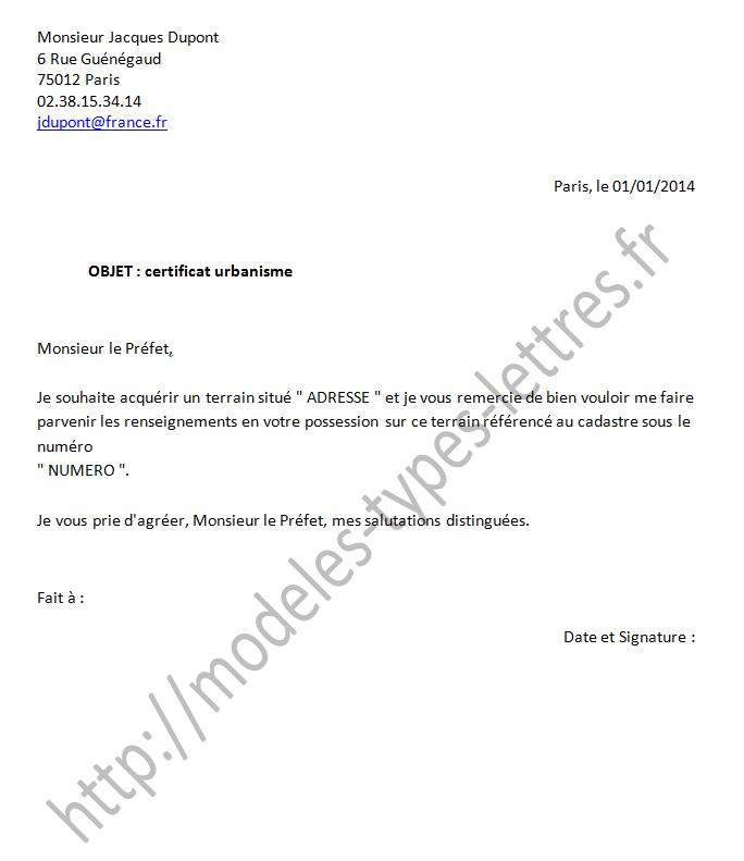 lettre de certification