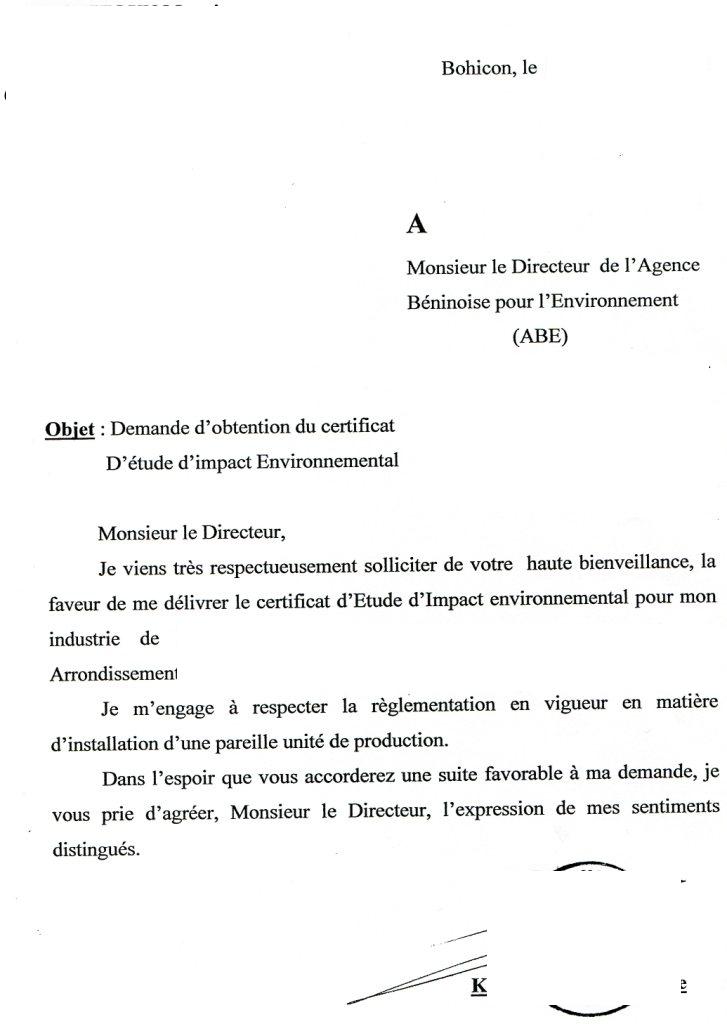 lettre de certification