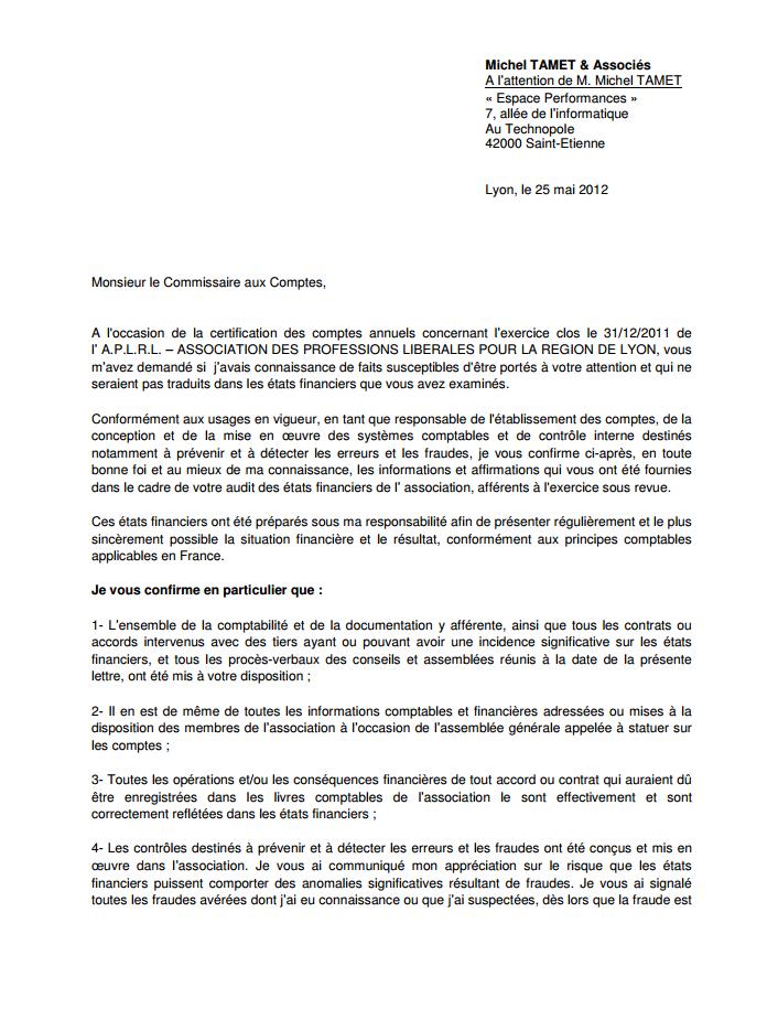 lettre de certification