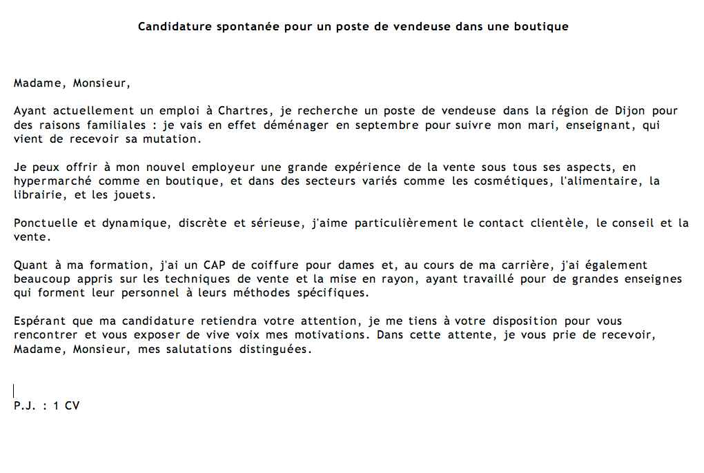 lettre de changement de poste pour raison familiale