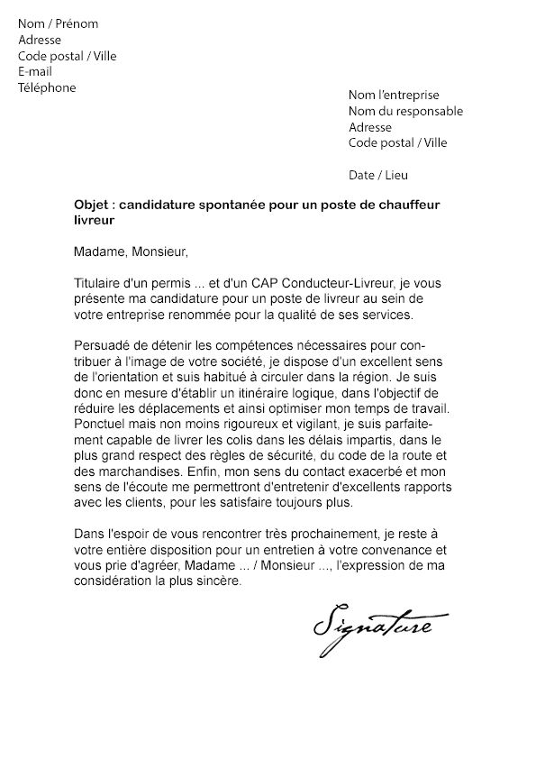 lettre de changement de titulaire