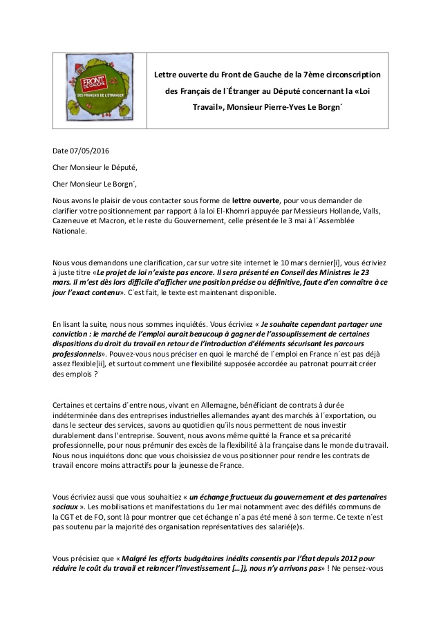 lettre de clarification