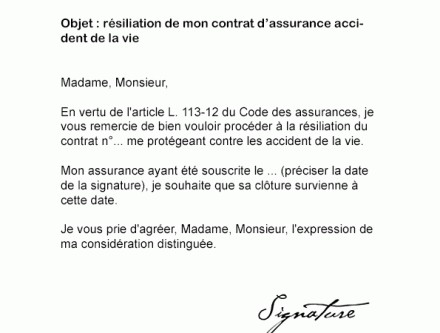 lettre de cloture assurance vie