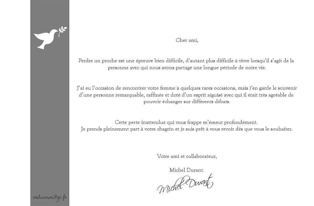 lettre de condoleances deces