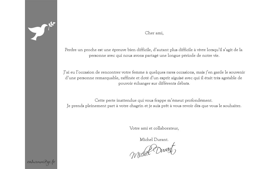 lettre de condoleances professionnelle