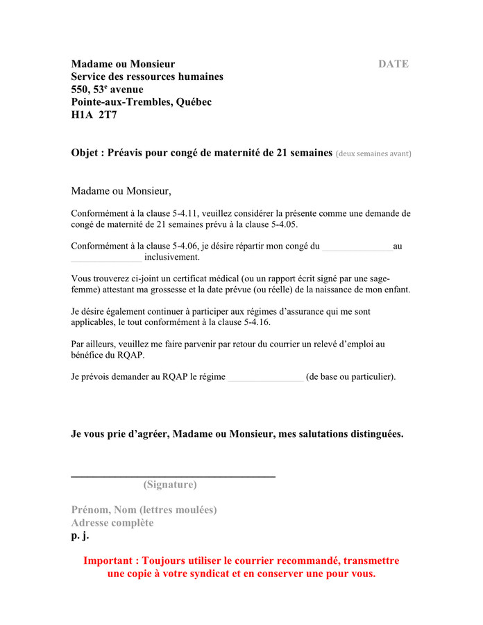 lettre de conge paternite 11 jours