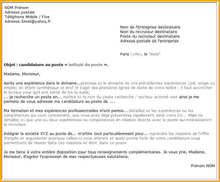 lettre de contact professionnel