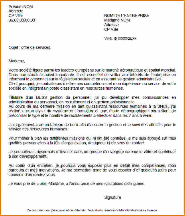 lettre de contact professionnel