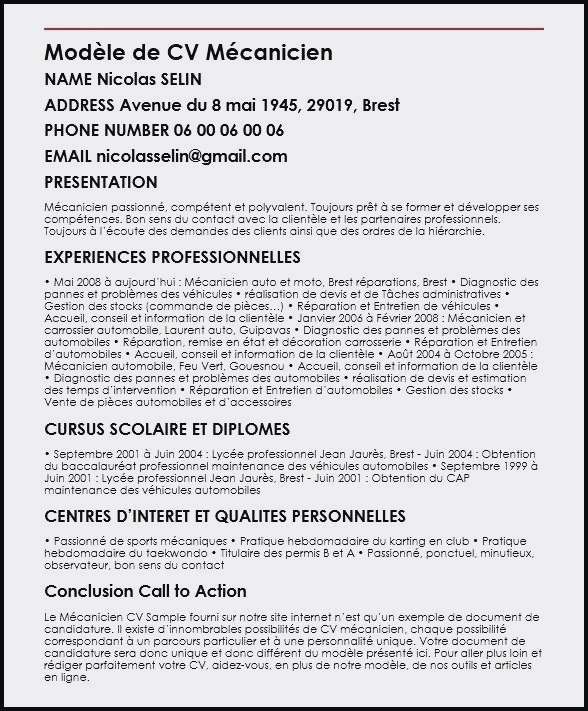 lettre de contact professionnel