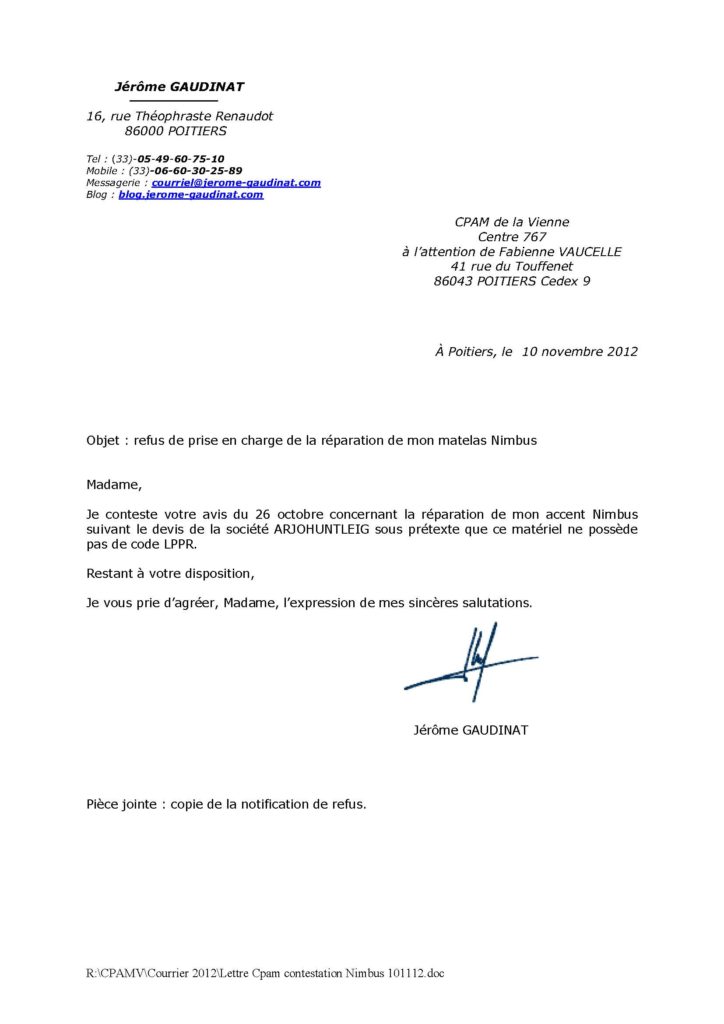 lettre de contestation a la securite sociale