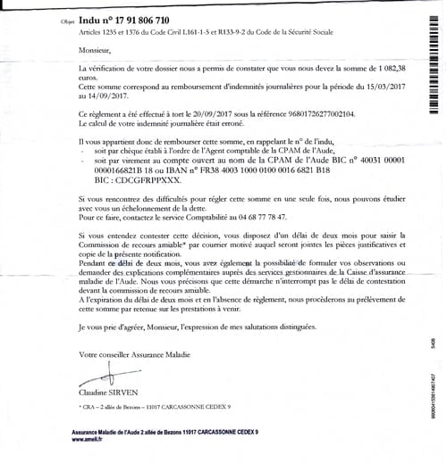 lettre de contestation caf pour un trop percu