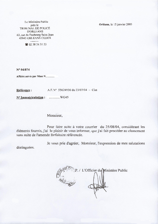 lettre de contestation d'une contravention