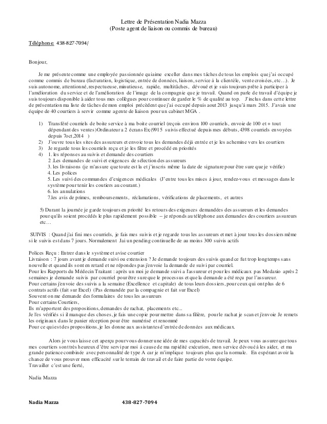 lettre de couverture