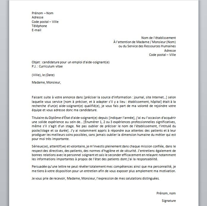 lettre de couverture