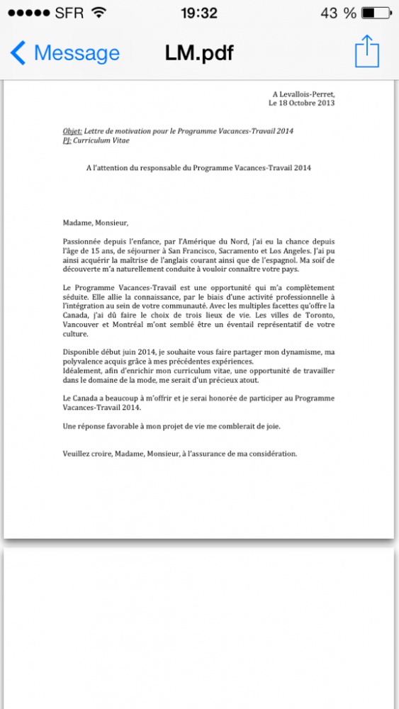 lettre de cv