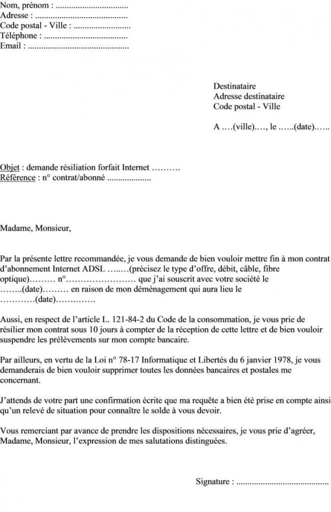 lettre de dedite logement 1 mois