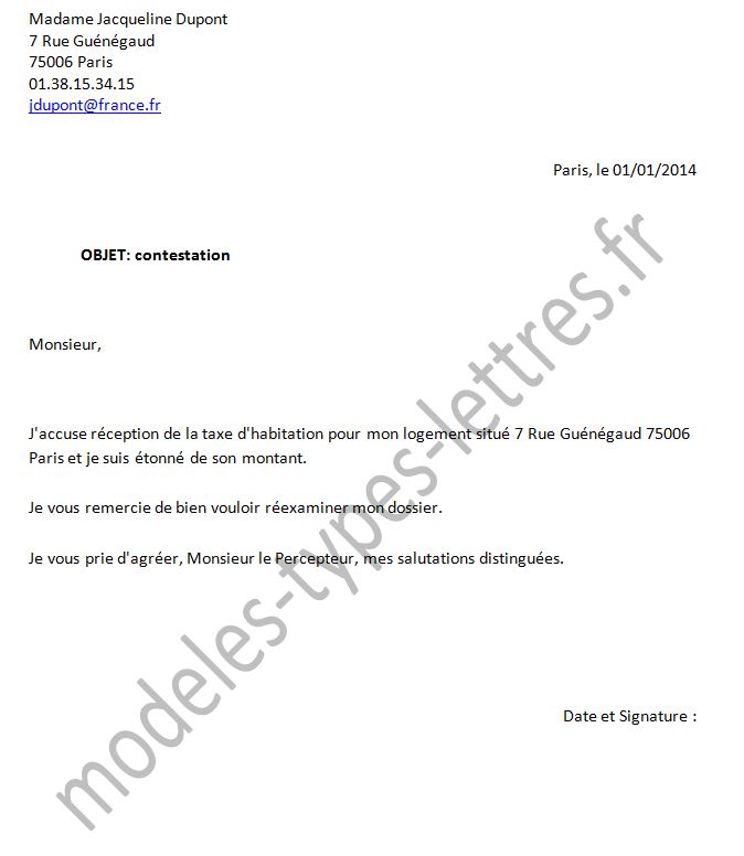 lettre de degrevement impot sur le revenu