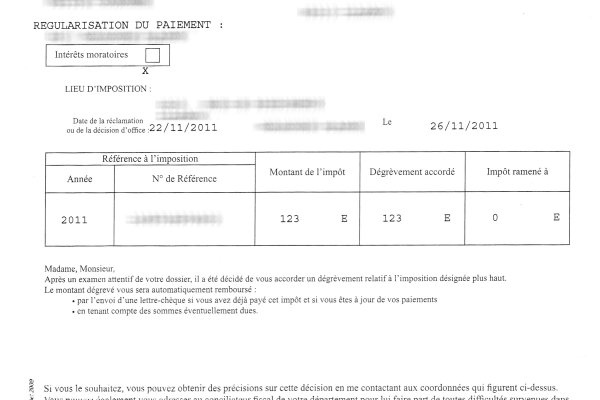 lettre de degrevement taxe fonciere