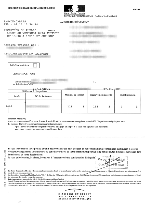lettre de degrevement taxe fonciere