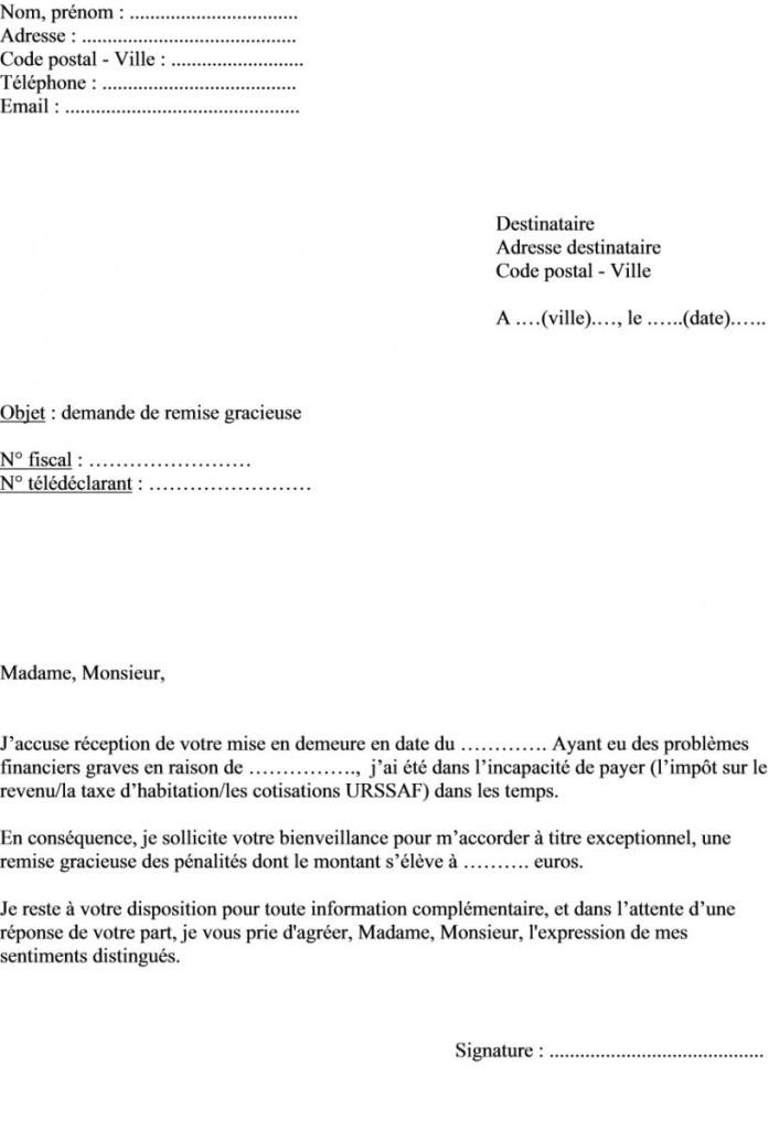 lettre de degrevement taxe habitation