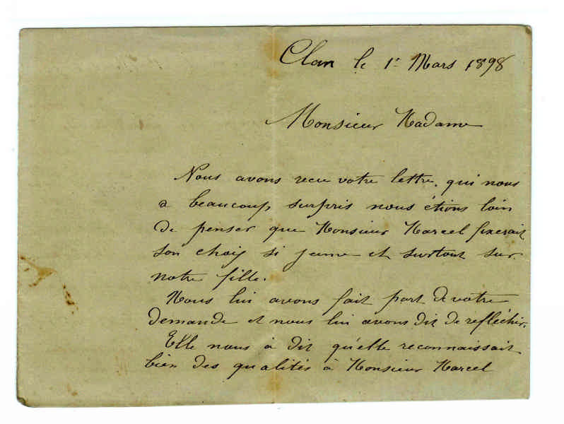 lettre de demande au mariage