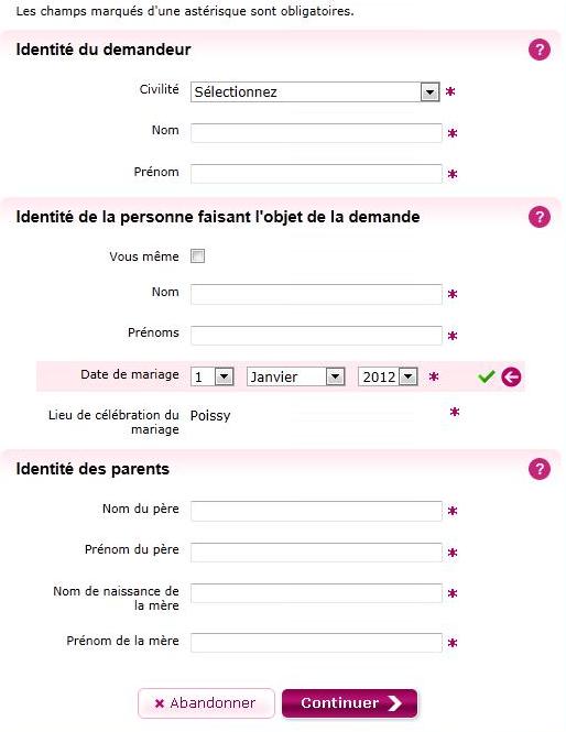 lettre de demande d'acte de naissance