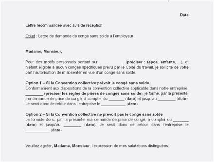 lettre de demande de repos
