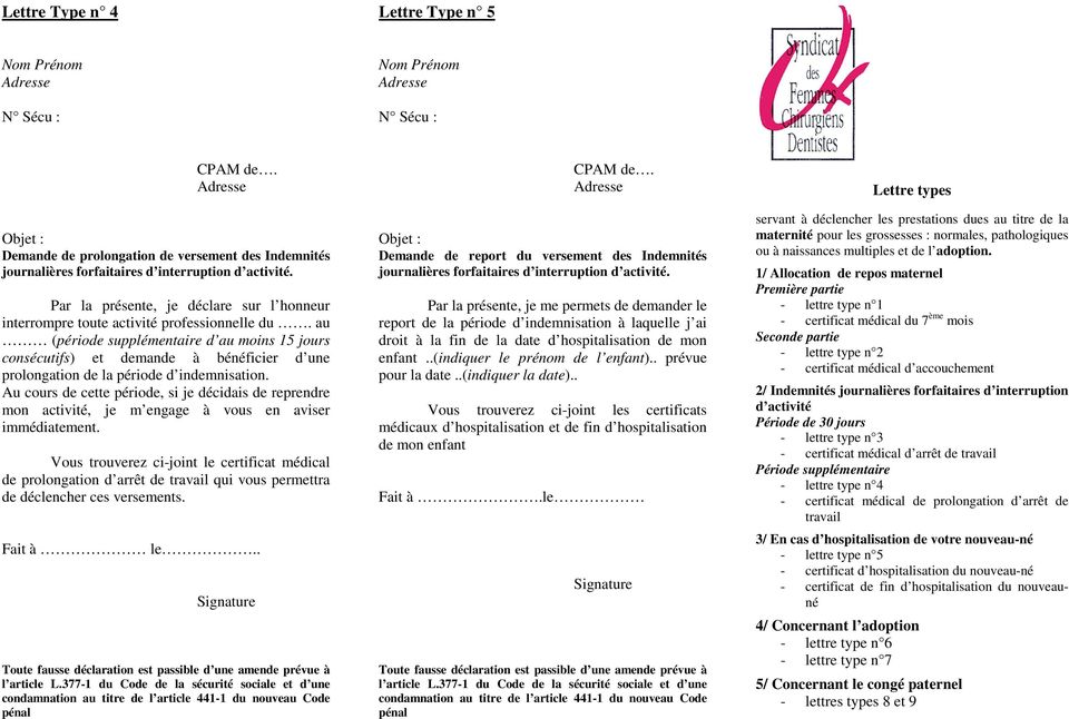 lettre de demande de repos