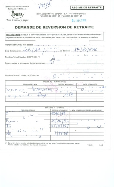 lettre de demande de reversion