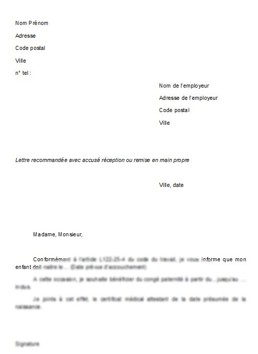 lettre de demande de vacances